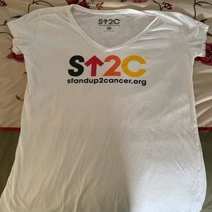 Stand up 2 cancer white 100% cotton Tee